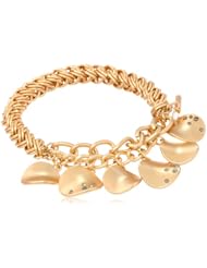 Kenneth Cole New York "Woven" Pave Sculptural Disc Half Stretch Bracelet, 7.5"