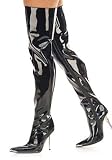 Rock 'N' Roll Thigh-High Stiletto Boot. With Chrome-Covered Pointy Toe And 4.5 Inch Stiletto Heel. Full Inner Zipper.