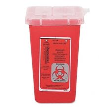 Impact 7350 Translucent Red Sharps Container, 1 qt Capacity, 4-1/2" Length x 4-1/2" Width x 6-3/4" Height