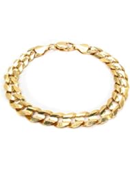 14k Italy Yellow Gold 8.1mm Cuban Curb Link Chain Bracelet 8.5" Inches