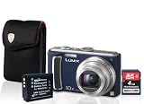 Panasonic DMC-TZ5 E Blau Digitalkamera (9 Megapixel) im Bundle mit: Original Tonino Lamborghini Ledertasche, Photoprimus Akku CGA-S007 (1.200mAh), ExtreMemory SDHC Card Performance 4 GB Klasse 6!!