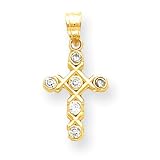 10k Polished CZ Cross Charm