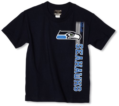 NFL Boys' Seattle Seahawks Vertical Presence Tee Shirt (Blue, Large)