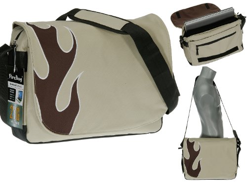 FIRE BAG Laptoptasche MESSENGER [bis 15,4 Zoll: max. 38 x 29 cm] Tasche Kuriertasche Notebook Fach /// Camel Braun