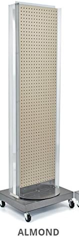 New Almond Pegboard Floor Display Stand with Revolving Wheeled Base 16"w x 60" h