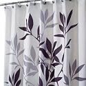 InterDesign Fabric Shower Curtain, Gray Leaves, 72 Inches X 72 Inches