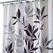 InterDesign Fabric Shower Curtain, Gray Leaves, 72 Inches X 72 Inches