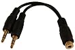 3.5mm Stereo Female to Two 3.5mm Stereo Male Splitter Cable Gold Plated 6 Inch