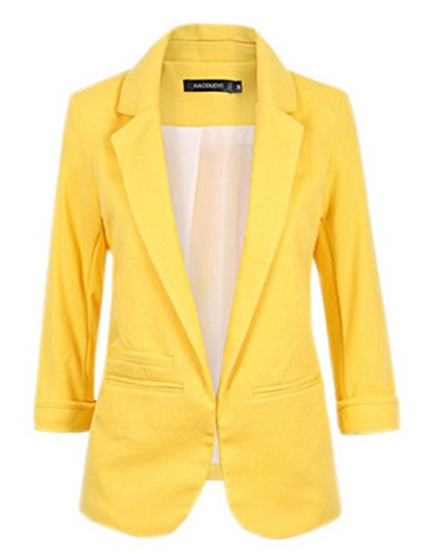 (ラボーグ) La Vogue レディーススーツ フォーマル カジュアル コート アウター ジャケット ブルゾン 七分丈 通勤 オフィス OL イエロー