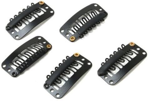 ETSYG Lot 50 Black U Shape Hair Extension Weft Snap Comb Clips Metal Rubber 30mm