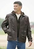 Zip-Pocket Hooded Leather Bomber