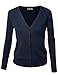 BIADANI Women Long Sleeve V-Neck Cardigan Sweater Navy Medium