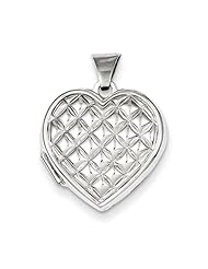 Sterling Silver 18mm Riversible Quilted Heart Locket. Metal Wt- 1.62g
