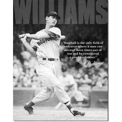 Ted Williams Tin Sign Baseball Boston Red Sox , 12x16