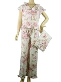 French Pink Roses Designer Luxury Pajamas with Travel Pouch ~ 2 sizes by La Maisonnette