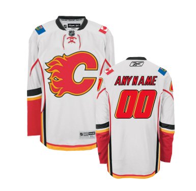 ANYNAME #00 Calgary Flames RBK NHL Premier Hockey Jersey by Reebok (Custom Sewn with Authentic Tackle Twill)