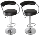 2 Barhocker mit Lehne, schwarz Doppelpack