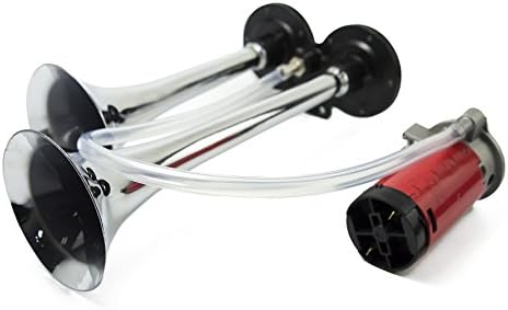 Mgotu 12V 135db Dual Twin Air Horn Kit Trumpet Super Loud with Air Compressor for Freight Train Car Truck Boat