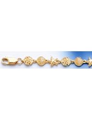 Gold Nautical Braclt Bracelet Mini Sanddollar, Scallop & Starfish Bracelet