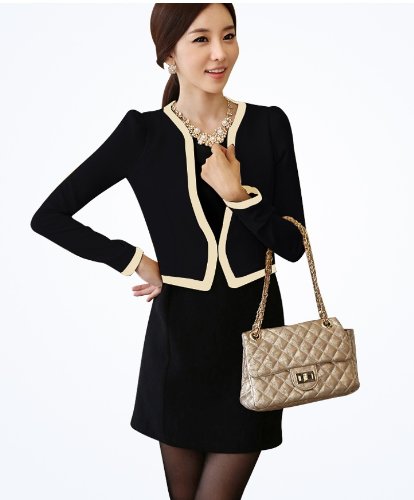 シンプル バイカラー スーツ ２ピース レディース ワンピース 入学式 セット 長袖 【im.ONE】