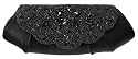 Satin Clutch, with Beaded Flower Decore , Evening Bag - Ursula (N232)