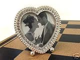 Small Mini 2″x2″ CRYSTAL HEART PICTURE FRAME Bridal Wedding Communion Memento silver tone