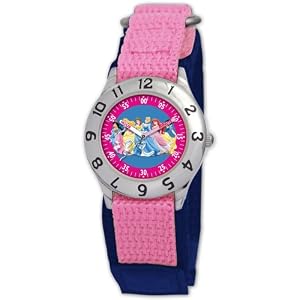 Disney Kids' D044S503 Princess Time Teacher Pink Velcro Watch