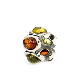Sterling Silver Pandora Style Beads Multicolor Amber Small Round Charm