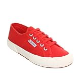 Womens Superga Red Canvas Lace Up Flat Trainers SIZE 3-8