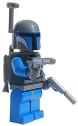 LEGO Star Wars Clone Wars Minifigure Mandalorian (Jango Fett) with dual SILVER Guns, Helmet Rangefinder and Rocket Jetpack (Comes exactly as shown)
