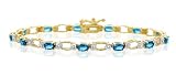 BEAUTIFUL 3.51 CT GENUINE BLUE TOPAZ & DIAMOND 14K TENNIS BRACELET