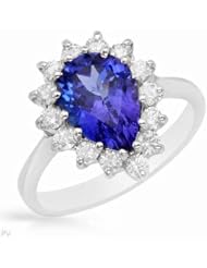 14K White Gold Tanzanite and Diamond Ring -- LIFETIME WARRANTY
