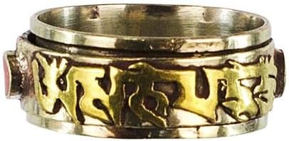 Spinning Brass Tibetan Ring Mani Padme Hum Unisex Prayer Wheel (8, base)