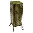 Handmade Natural Bamboo Desk / Table Lamp With Lattice Design And Green Silk Liner