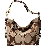 AUTHENTIC COACH MEDIUM SIGNATURE PATENT CARLY 12871 (Khaki/Mahogany)