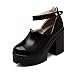 Carolbar Fashion Women's Studded Ankle-strap Retro Vintage Platform Chunky High Heel Mary Janes Shoes