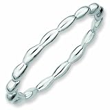 Sterling Silver Stackable Expressions Rhodium Rice Bead Ring