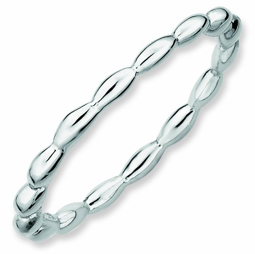 Sterling Silver Stackable Expressions Rhodium Rice Bead Ring