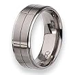 Ridged Edge Grooved Brushed & Polished Titanium Ring (8.0 mm) - Sizes 6-13