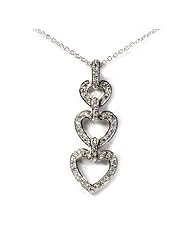 Sterling Silver Trio Heart Necklace with CZ Stones
