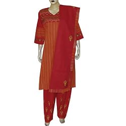 India Traditional Dress Cotton Embroidered Salwar Kurti Size L (slk412)