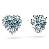 14K White Gold Heart Aquamarine Earrings