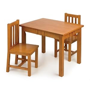 Tot Tutors Kids' Table and Chair Set, Mission Style Wood
