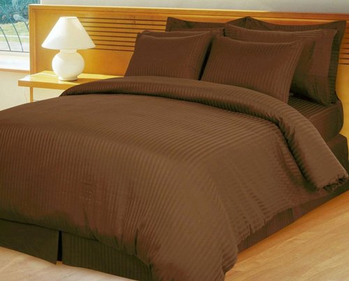 1200 TC 100 Egyptian Cotton Duvet Set STRIPED CHOCOLATE CAL KING