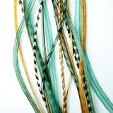 Sexy Sparkles 6 Feathers 4 -7 Mix Green, Brown and Grizzly Black for Hair Extension and Kit