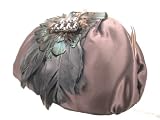 Peacock Feather Black Satin Evening Bag
