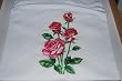 Embroidered Pinkish Roses on White T Adult-M