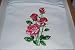 Embroidered Pinkish Roses on White T Adult-M