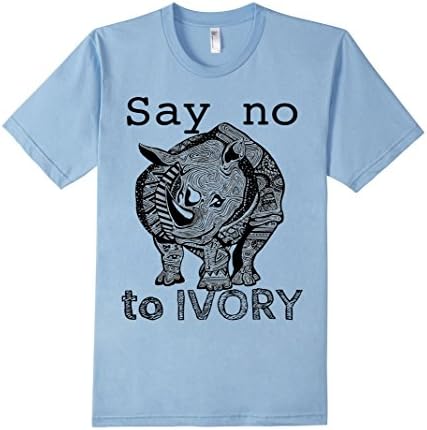 Men's Say no to Ivory- Rhino shirt printed on -American Apparel Small Baby Blue