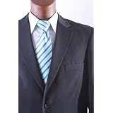 Men's 2 Button Super 150s Extra Fine Black Dress Suit with Flat Front Pants